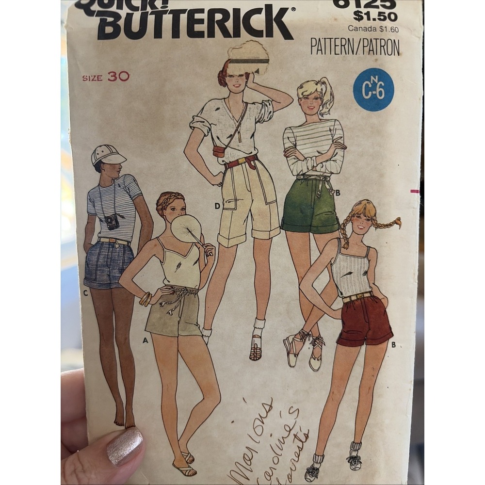 Vintage Butterick 6125 Sewing Shorts Pattern Size 30 Waist Uncut Misses 1980s